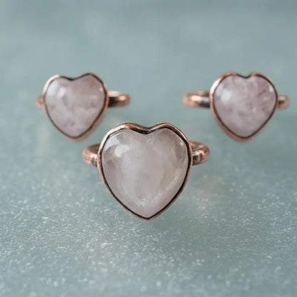 Handmade Kunzite Heart Ring: Electroformed Copper Boho Jewelry - BlackbirdSageStudio