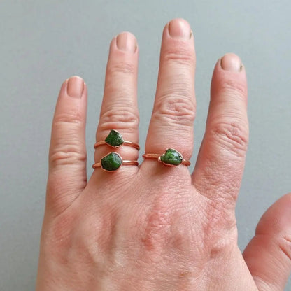 Raw Chrome Diopside Ring: Electroformed Copper, Bohemian Jewelry - BlackbirdSageStudio