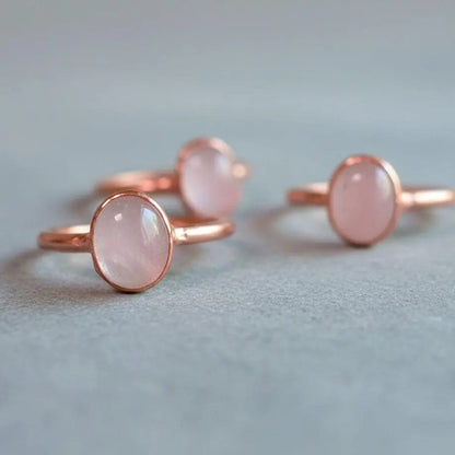 Electroformed Rose Quartz Ring: Copper Crystal Jewelry, Valentine's Gift - BlackbirdSageStudio