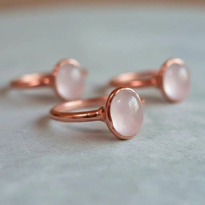 Electroformed Rose Quartz Ring: Copper Crystal Jewelry, Valentine's Gift - BlackbirdSageStudio