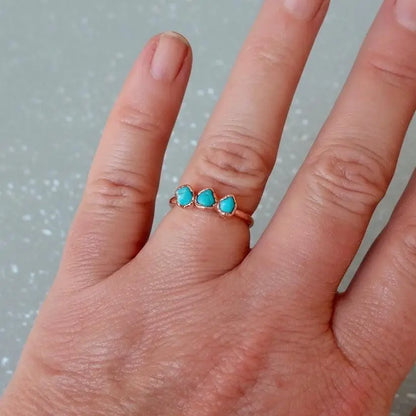 Raw Sonoran Turquoise Ring: Electroformed Copper, Boho Style - BlackbirdSageStudio