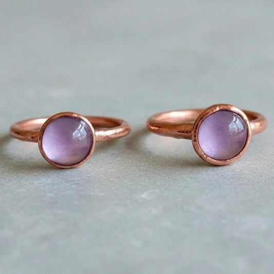 Amethyst Ring Lavender, Electroformed Copper, Bohemian Jewelry, February Birthstone, Statement Ring - BlackbirdSageStudio