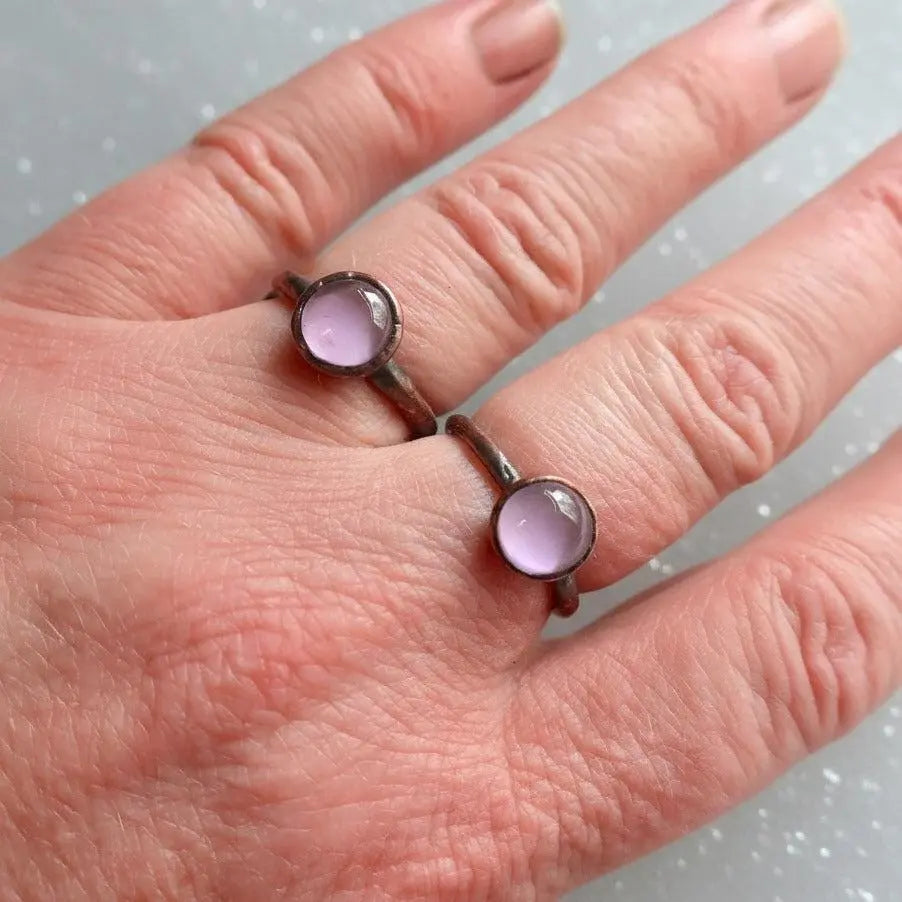 Amethyst Ring Lavender, Electroformed Copper, Bohemian Jewelry, February Birthstone, Statement Ring - BlackbirdSageStudio