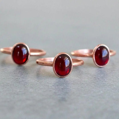 Electroformed Copper Garnet Ring, January Birthstone, Bohemian Jewelry - BlackbirdSageStudio