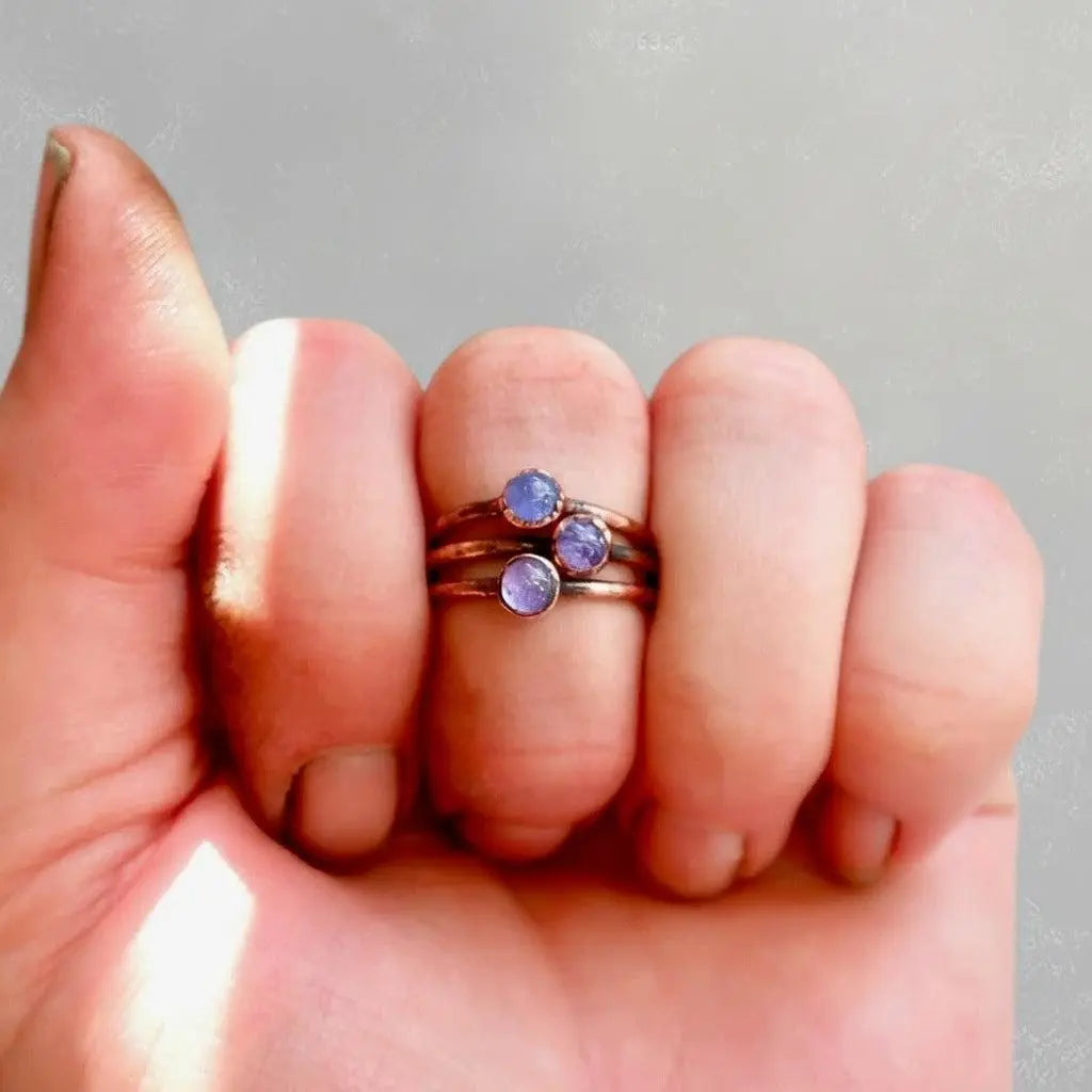 Electroformed Copper Tanzanite Ring: December Birthstone Jewelry, Crystal Jewelry Gift, Holiday Present For Her - BlackbirdSageStudio