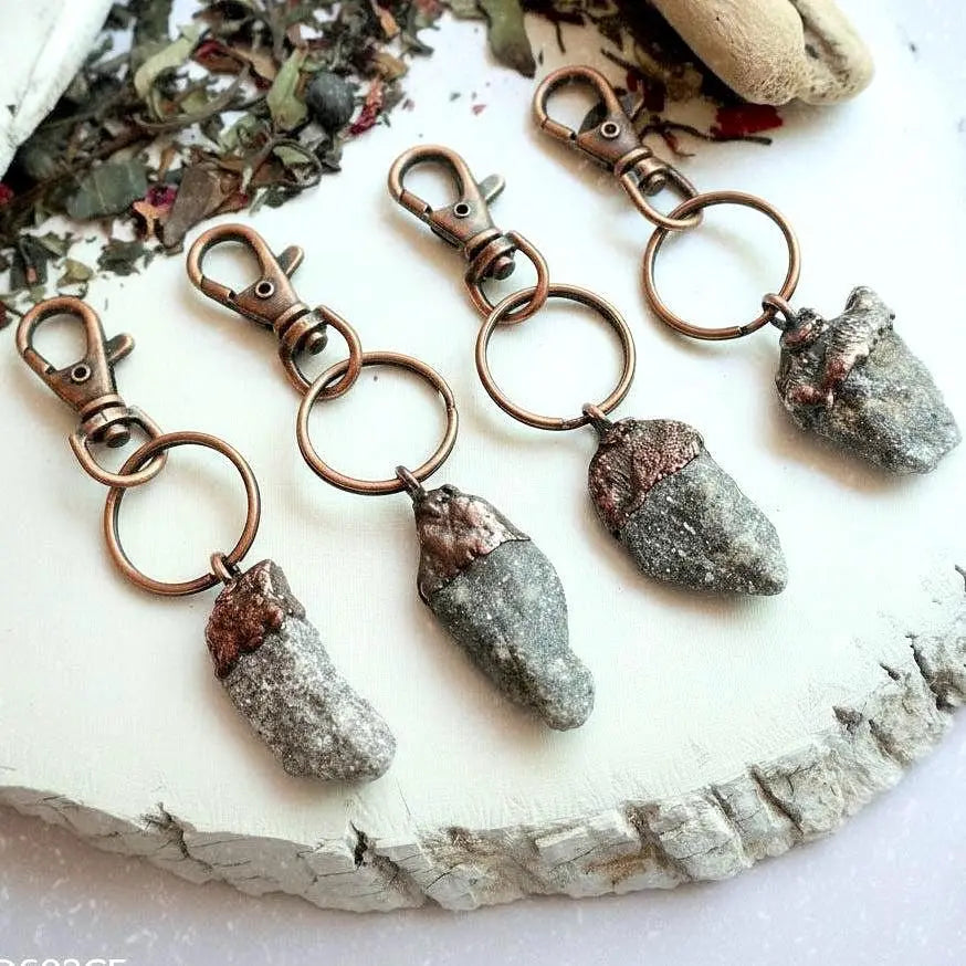 Raw Lepidolite Crystal Keychain, Lepidolite Raw Crystal Accessory, Electroformed Lepidolite Key Fob, Copper Key Chain Blackbird & Sage Jewelry