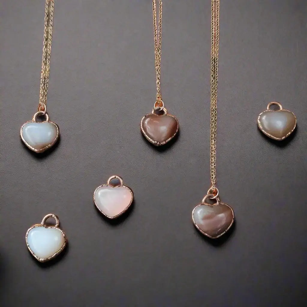 Electroformed Copper Carnelian Heart Necklace - Rose Gold Chain - BlackbirdSageStudio