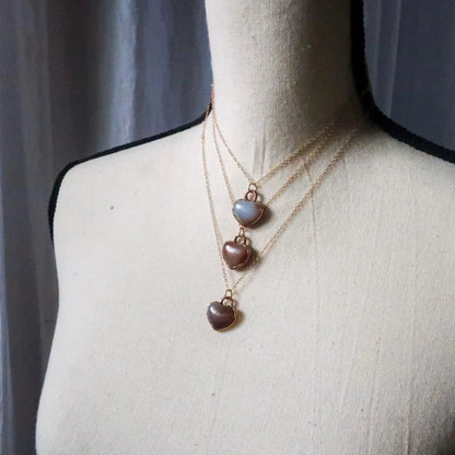 Electroformed Copper Carnelian Heart Necklace - Rose Gold Chain - BlackbirdSageStudio