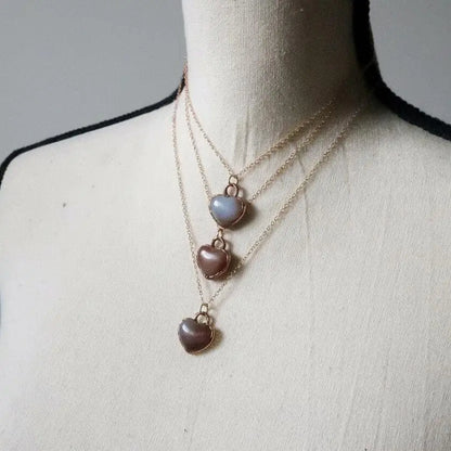 Electroformed Copper Carnelian Heart Necklace: Rose Gold Filled Chain - BlackbirdSageStudio