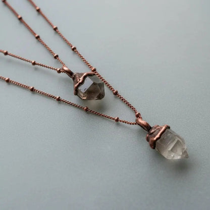 Raw Quartz Point Necklace: Copper Crystal Pendant, Healing Stone - BlackbirdSageStudio