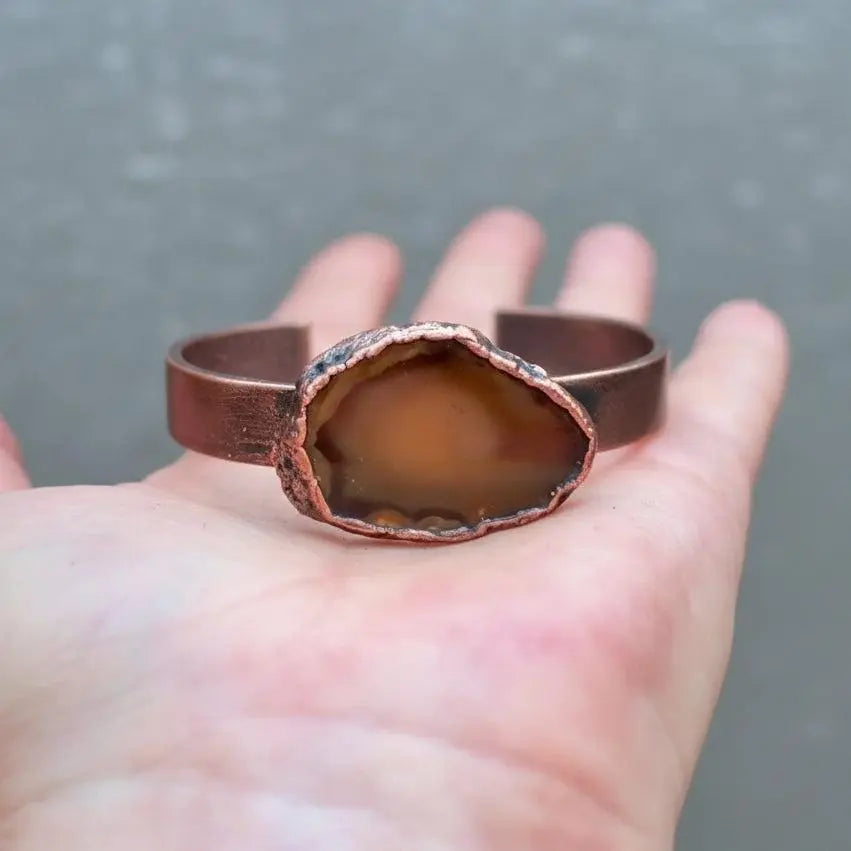 Agate Copper Cuff - Handcrafted Talisman Jewelry for Everyday Grounding - BlackbirdSageStudio