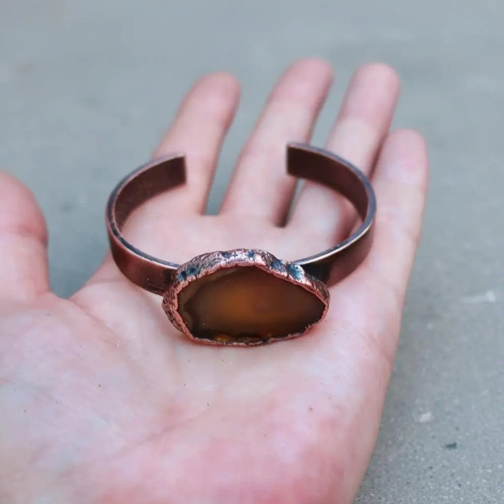 Agate Copper Cuff - Handcrafted Talisman Jewelry for Everyday Grounding - BlackbirdSageStudio