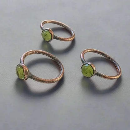 Electroformed Copper Peridot Ring: Handmade Boho Jewelry, Crystal Jewelry Gift, Holiday Present For Her - BlackbirdSageStudio