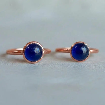 Electroformed Copper Iolite Ring: Bohemian Crystal Jewelry - BlackbirdSageStudio