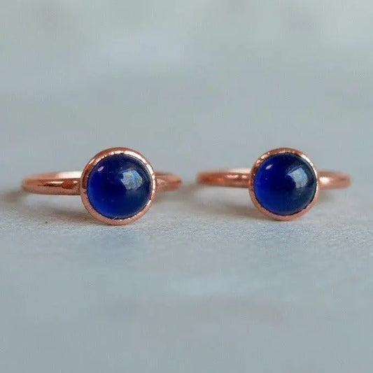 Electroformed Copper Iolite Ring: Bohemian Crystal Jewelry - BlackbirdSageStudio