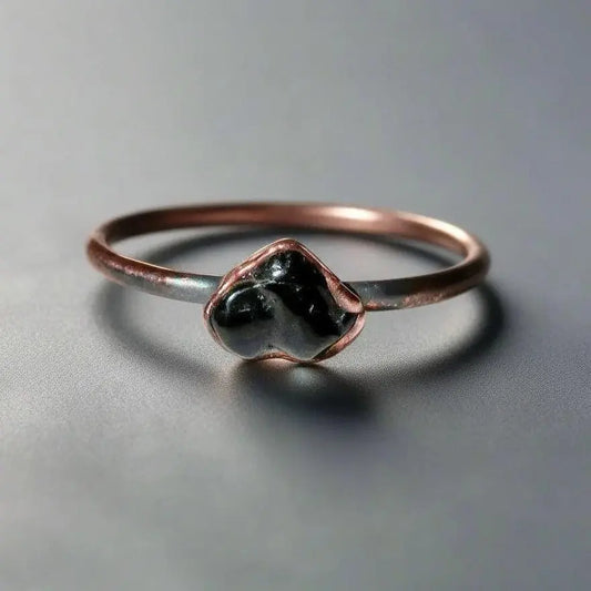 Electroformed Copper Black Tourmaline Ring: Handmade Boho Jewelry Gift - BlackbirdSageStudio