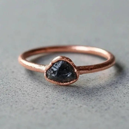 Electroformed Copper Black Tourmaline Ring: Handmade Boho Jewelry Gift - BlackbirdSageStudio