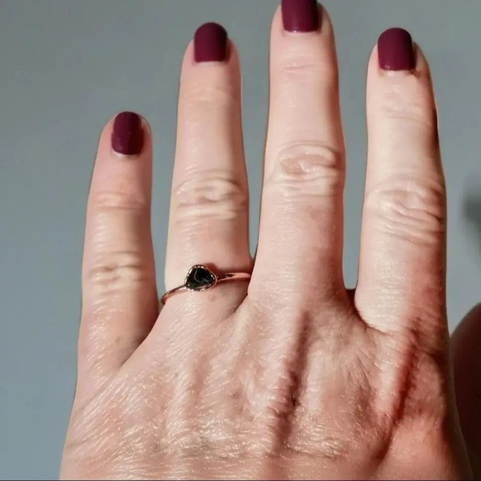 Electroformed Copper Black Tourmaline Ring: Handmade Boho Jewelry Gift - BlackbirdSageStudio
