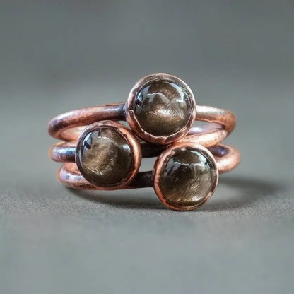 Electroformed Copper Black Moonstone Ring: Handmade Boho Jewelry - BlackbirdSageStudio