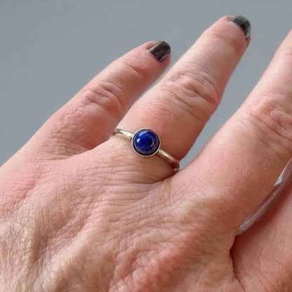 Lapis Lazuli Sterling Silver Ring - Size 7, Crystal Jewelry Gift, Holiday Present For Her - BlackbirdSageStudio
