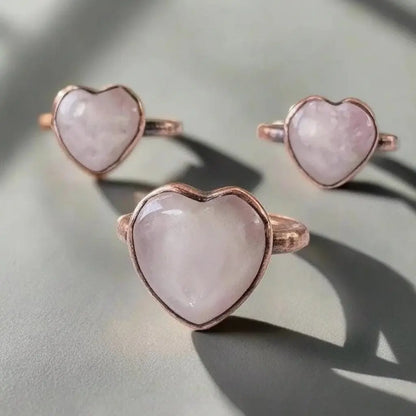 Handmade Kunzite Heart Ring: Electroformed Copper Boho Jewelry - BlackbirdSageStudio
