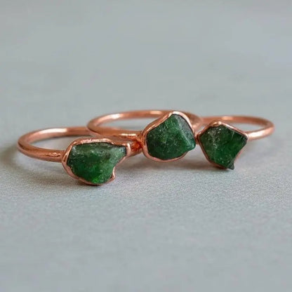Raw Chrome Diopside Ring: Electroformed Copper, Bohemian Jewelry - BlackbirdSageStudio