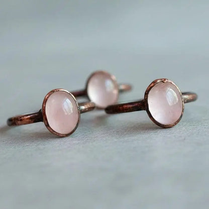 Electroformed Rose Quartz Ring: Copper Crystal Jewelry, Valentine's Gift - BlackbirdSageStudio