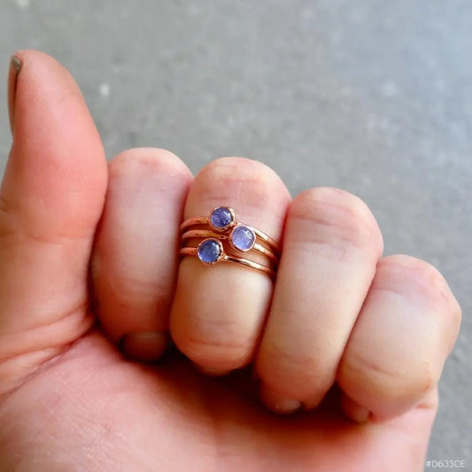 Dainty Tanzanite Copper Ring: Electroformed December Birthstone, Crystal Jewelry Gift, Holiday Present For Her - BlackbirdSageStudio