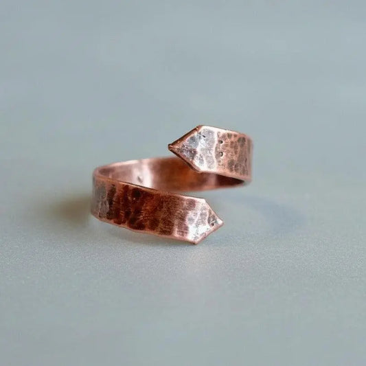 Electroformed Copper Arrow Ring: Hand Hammered Wide Band - BlackbirdSageStudio