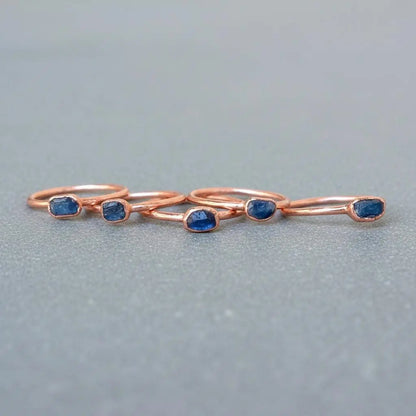 Raw Sapphire Ring: Electroformed Copper Band, September Birthstone - BlackbirdSageStudio