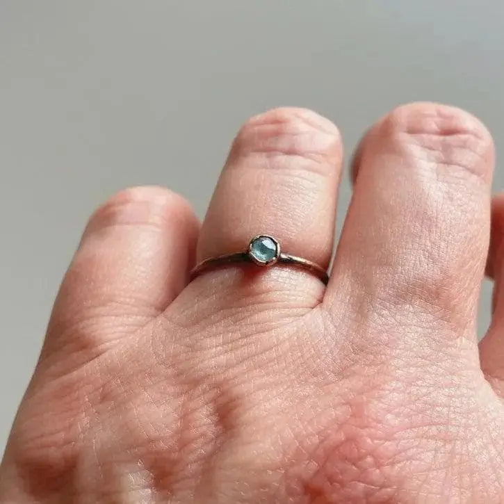 Electroformed Swiss Blue Topaz Copper Ring - Bohemian Crystal Jewelry - BlackbirdSageStudio