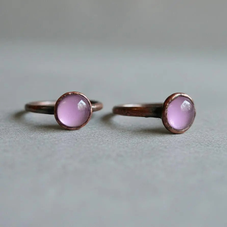 Amethyst Ring Lavender, Electroformed Copper, Bohemian Jewelry, February Birthstone, Statement Ring - BlackbirdSageStudio