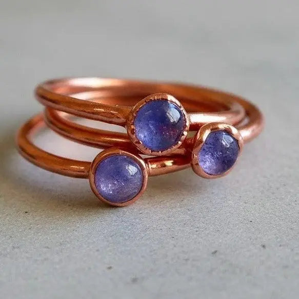 Electroformed Copper Tanzanite Ring: December Birthstone Jewelry, Crystal Jewelry Gift, Holiday Present For Her - BlackbirdSageStudio