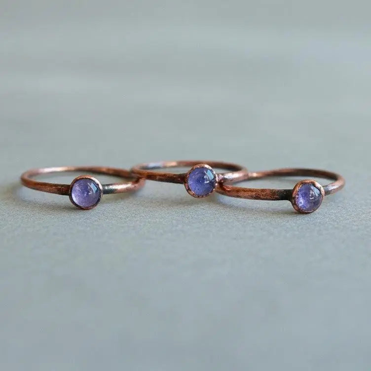 Electroformed Copper Tanzanite Ring: December Birthstone Jewelry, Crystal Jewelry Gift, Holiday Present For Her - BlackbirdSageStudio