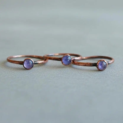 Electroformed Copper Tanzanite Ring: December Birthstone Jewelry, Crystal Jewelry Gift, Holiday Present For Her - BlackbirdSageStudio