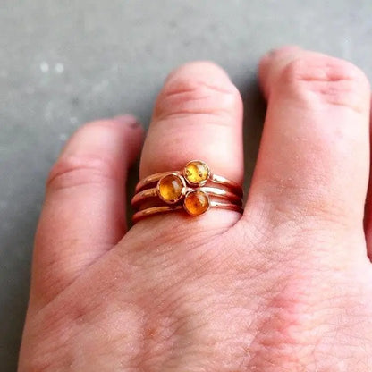 Dainty Amber Ring in Copper, Crystal Jewelry, Copper Band, Bohemian, Electroformed, Boho, Rustic - BlackbirdSageStudio