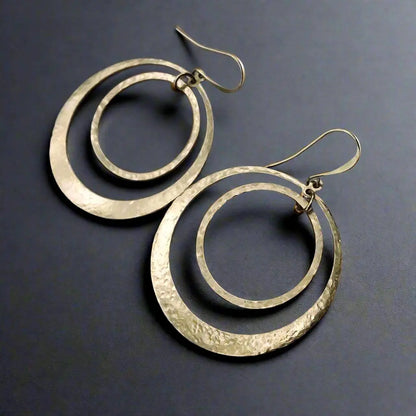 Full Circle Earrings | Hand Hammered Brass - Lotus Moon Atelier by Blackbird & Sage