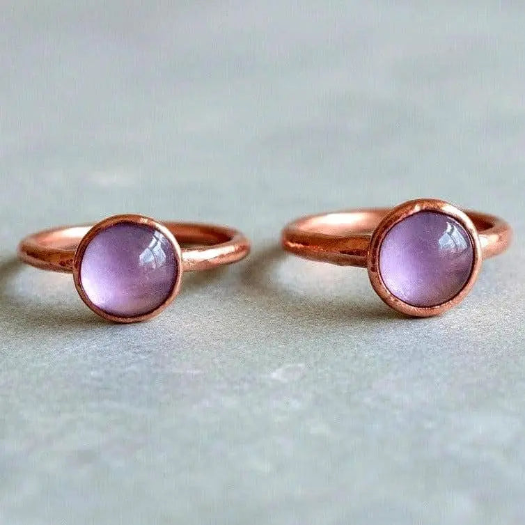 Amethyst Ring Lavender, Electroformed Copper, Bohemian Jewelry, February Birthstone, Statement Ring - BlackbirdSageStudio
