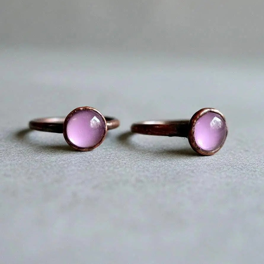 Amethyst Ring Lavender, Electroformed Copper, Bohemian Jewelry, February Birthstone, Statement Ring - BlackbirdSageStudio