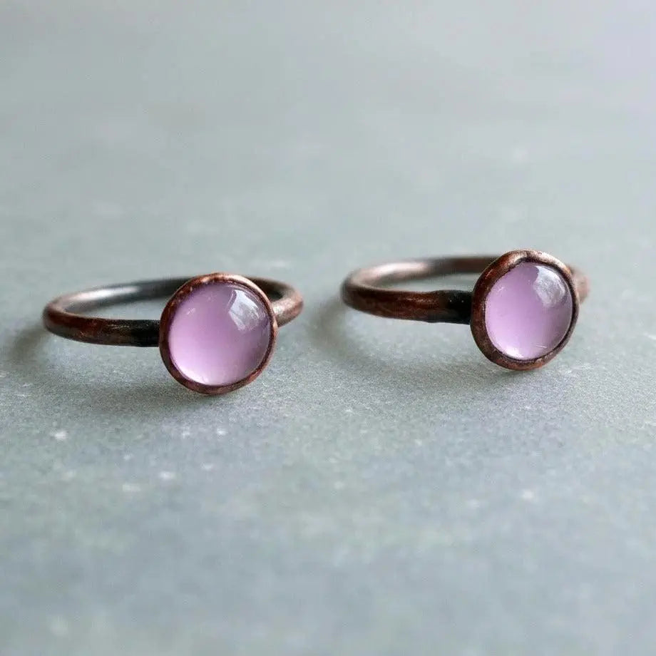 Amethyst Ring Lavender, Electroformed Copper, Bohemian Jewelry, February Birthstone, Statement Ring - BlackbirdSageStudio