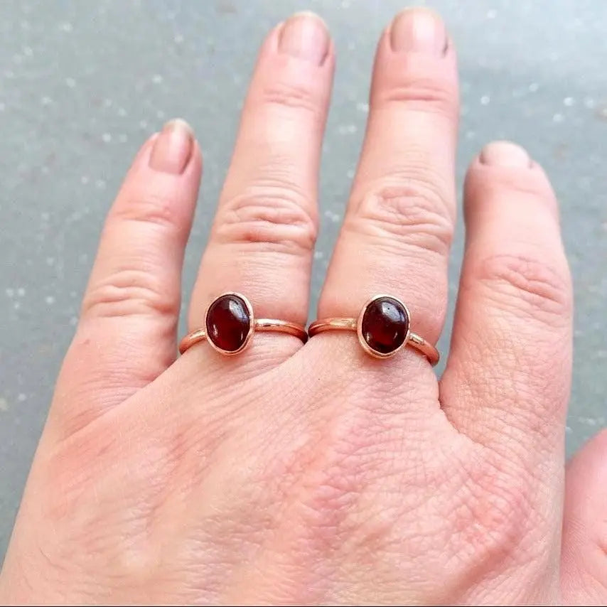 Electroformed Copper Garnet Ring, January Birthstone, Bohemian Jewelry - BlackbirdSageStudio