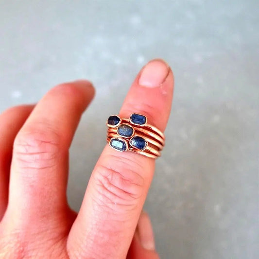 Raw Sapphire Ring: Electroformed Copper Band, September Birthstone - BlackbirdSageStudio