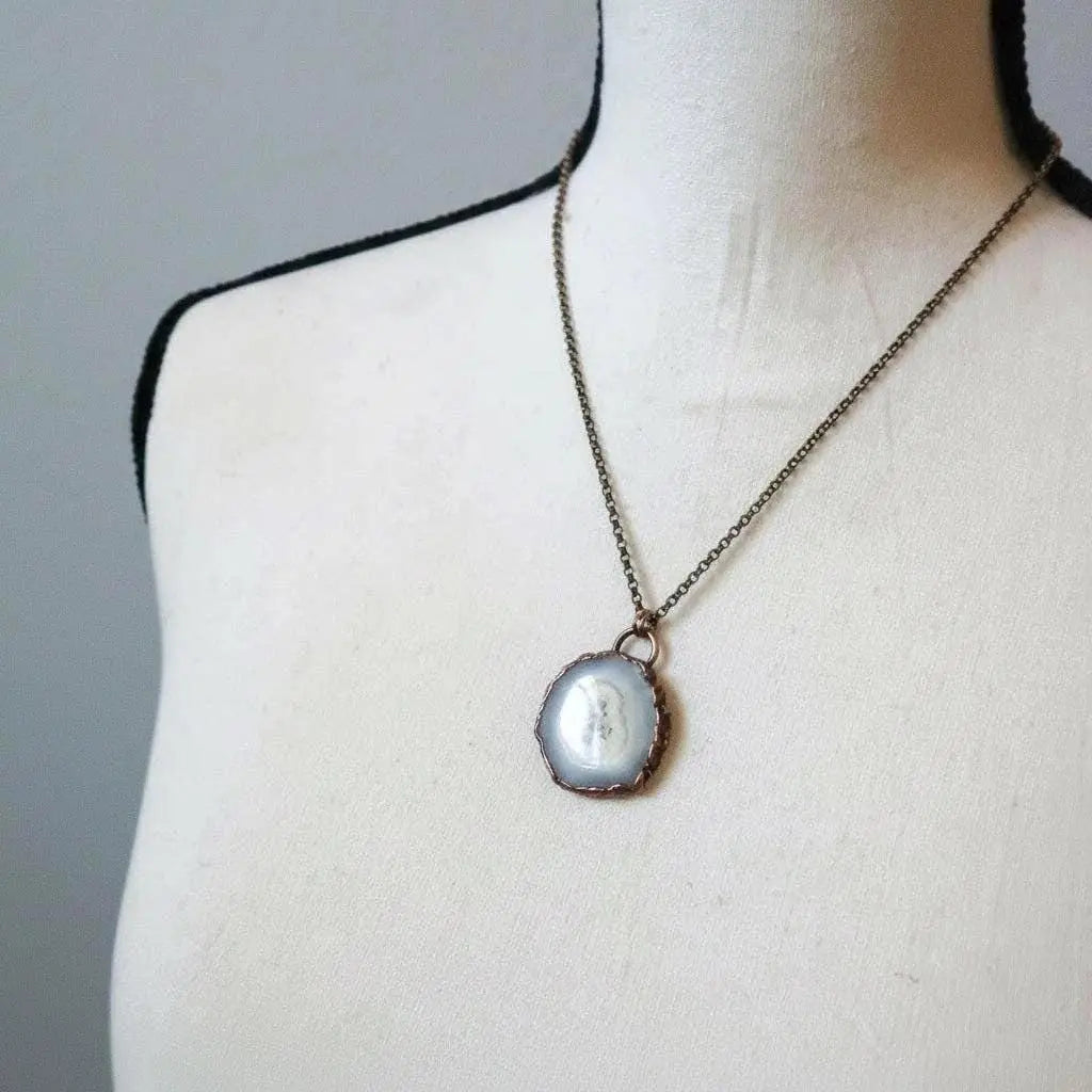 Electroformed Copper Solar Quartz Necklace: Bohemian Crystal, 18" Brass Chain - BlackbirdSageStudio