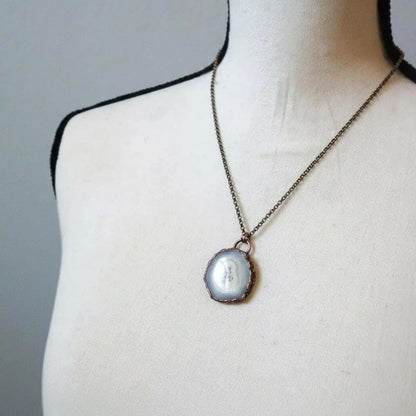 Electroformed Copper Solar Quartz Necklace: Bohemian Crystal, 18" Brass Chain - BlackbirdSageStudio