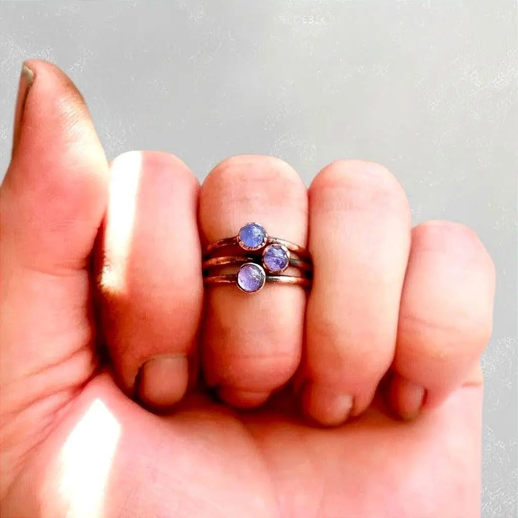 Electroformed Copper Tanzanite Ring: December Birthstone Jewelry, Crystal Jewelry Gift, Holiday Present For Her - BlackbirdSageStudio