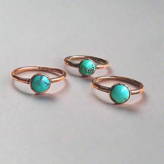 Handcrafted Copper Turquoise Bold Signet Ring for Calm Confidence