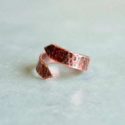Electroformed Copper Arrow Ring: Hand Hammered Wide Band - BlackbirdSageStudio