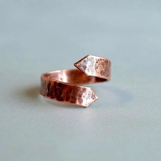 Electroformed Copper Arrow Ring: Hand Hammered Wide Band - BlackbirdSageStudio