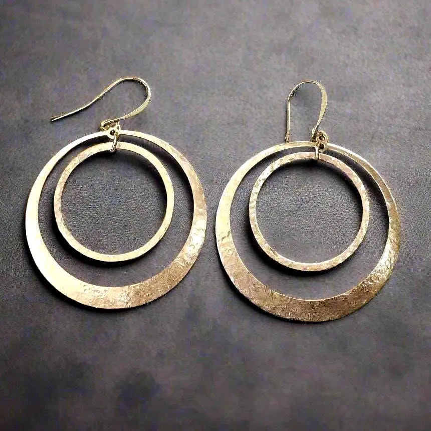 Full Circle Earrings | Hand Hammered Brass - Lotus Moon Atelier by Blackbird & Sage