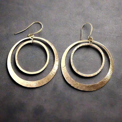 Full Circle Earrings | Hand Hammered Brass - Lotus Moon Atelier by Blackbird & Sage